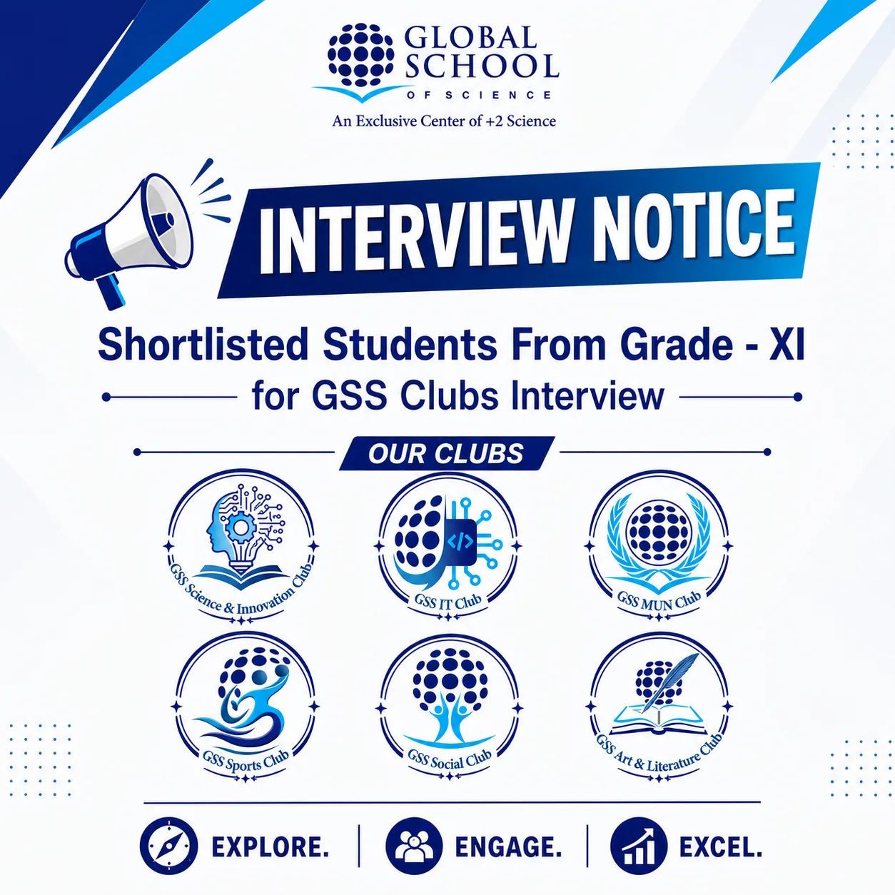 Shortlisted Students From Grade - XI for GSS Clubs Interview